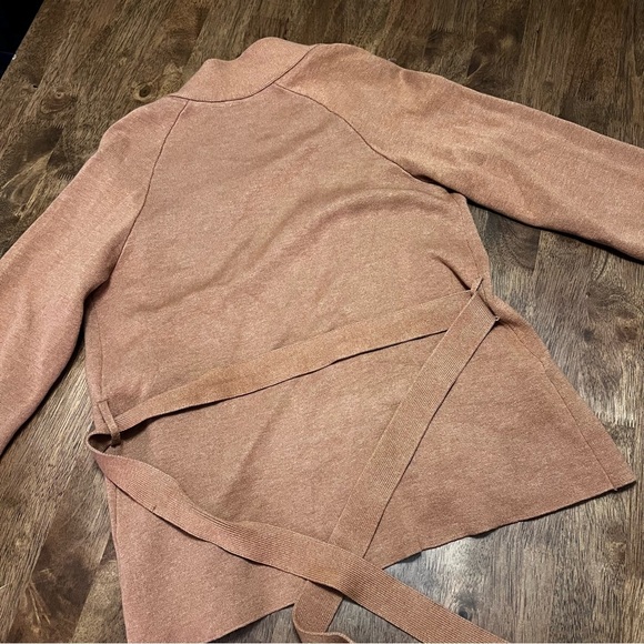 Anthropologie Moth Rizzo Belted Camel Wrap Cardigan S Sweater Tan Brown Office - Picture 12 of 13
